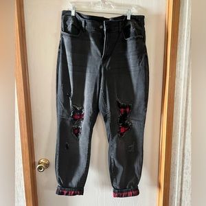 Black Judy Blue jeans with Buffalo plaid